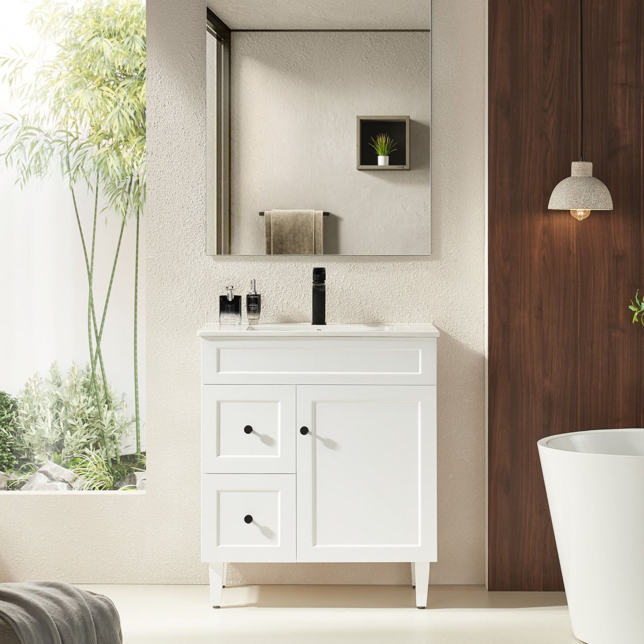 VITO HAMILTON MATTE WHITE 750MM SINGLE BOWL FLOOR STANDING VANITY (AVAILABLE IN LEFT AND RIGHT HAND DRAWER)