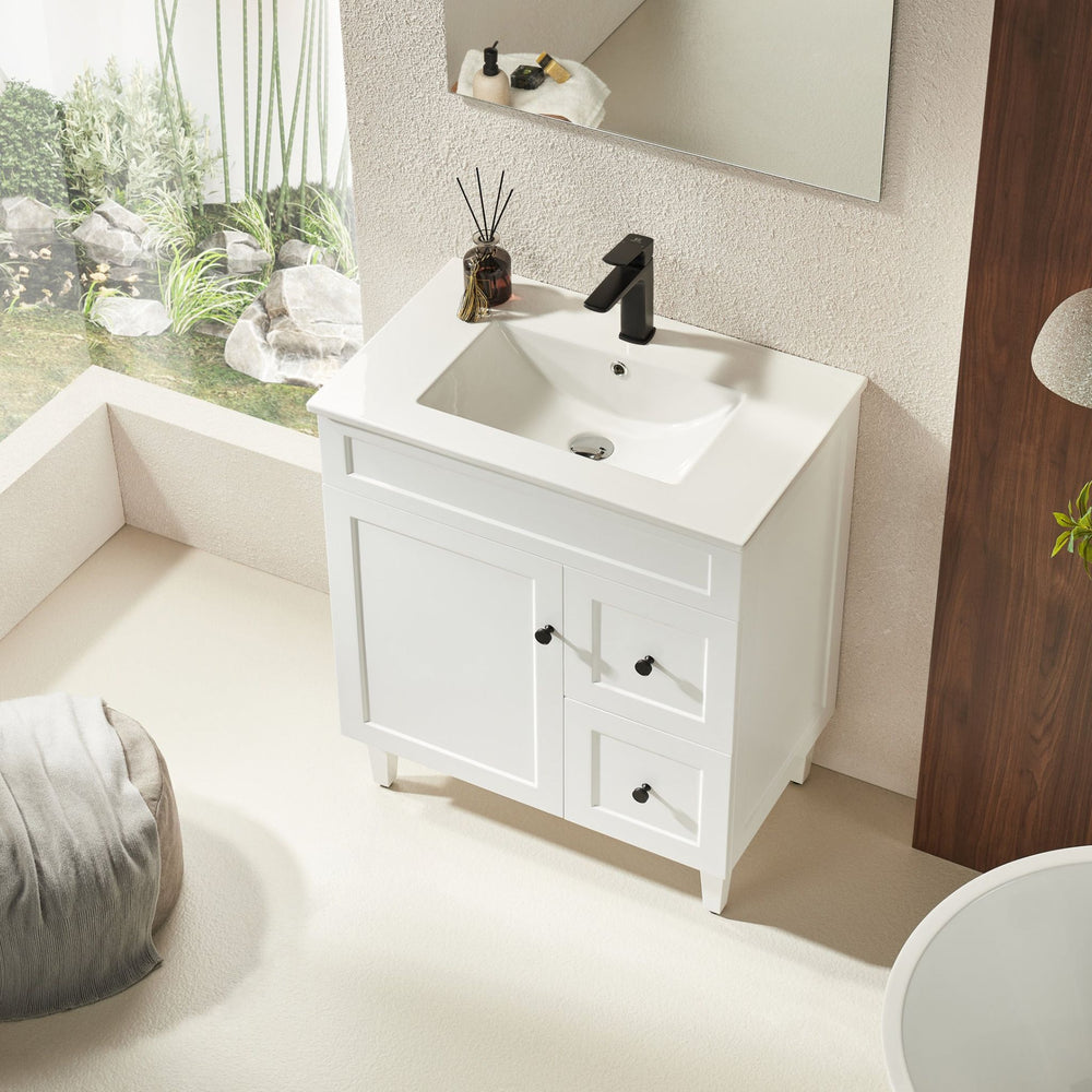 VITO HAMILTON MATTE WHITE 750MM SINGLE BOWL FLOOR STANDING VANITY (AVAILABLE IN LEFT AND RIGHT HAND DRAWER)