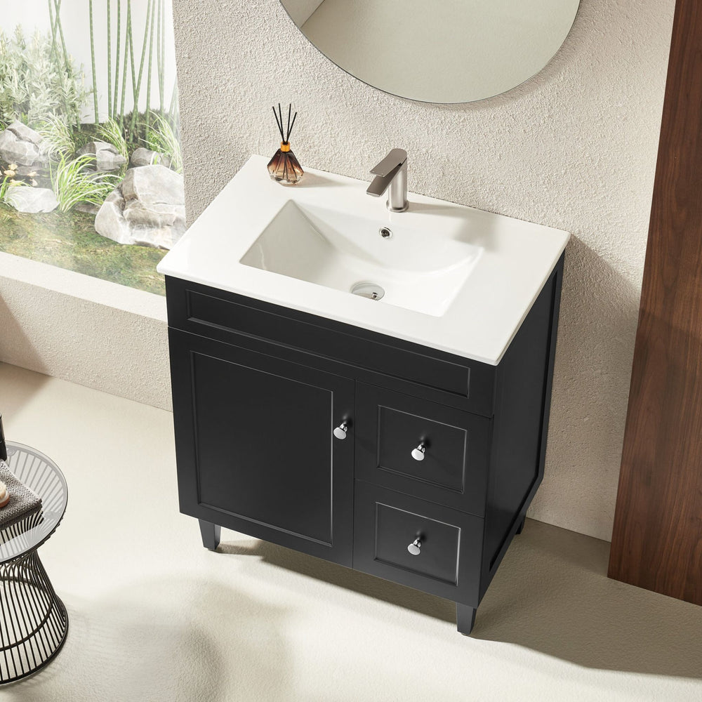 VITO HAMILTON MATTE BLACK 750MM SINGLE BOWL FLOOR STANDING VANITY (AVAILABLE IN LEFT AND RIGHT HAND DRAWER)