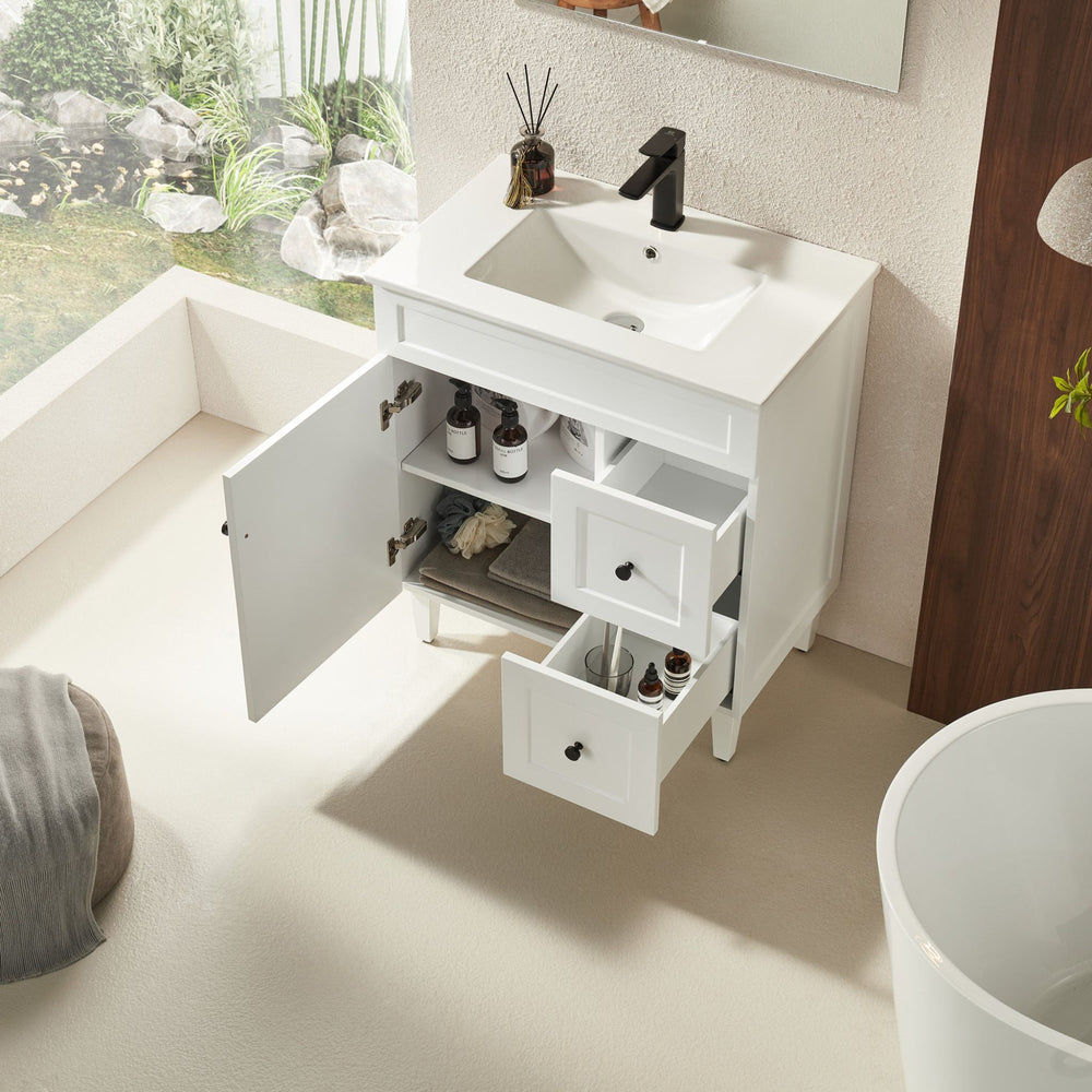 VITO HAMILTON MATTE WHITE 750MM SINGLE BOWL FLOOR STANDING VANITY (AVAILABLE IN LEFT AND RIGHT HAND DRAWER)