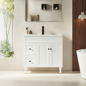 VITO HAMILTON MATTE WHITE 900MM SINGLE BOWL FLOOR STANDING VANITY (AVAILABLE IN LEFT AND RIGHT HAND DRAWER)