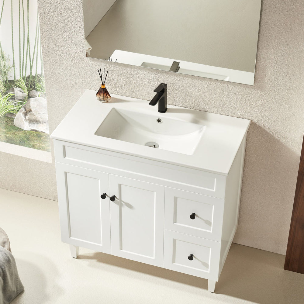 VITO HAMILTON MATTE WHITE 900MM SINGLE BOWL FLOOR STANDING VANITY (AVAILABLE IN LEFT AND RIGHT HAND DRAWER)