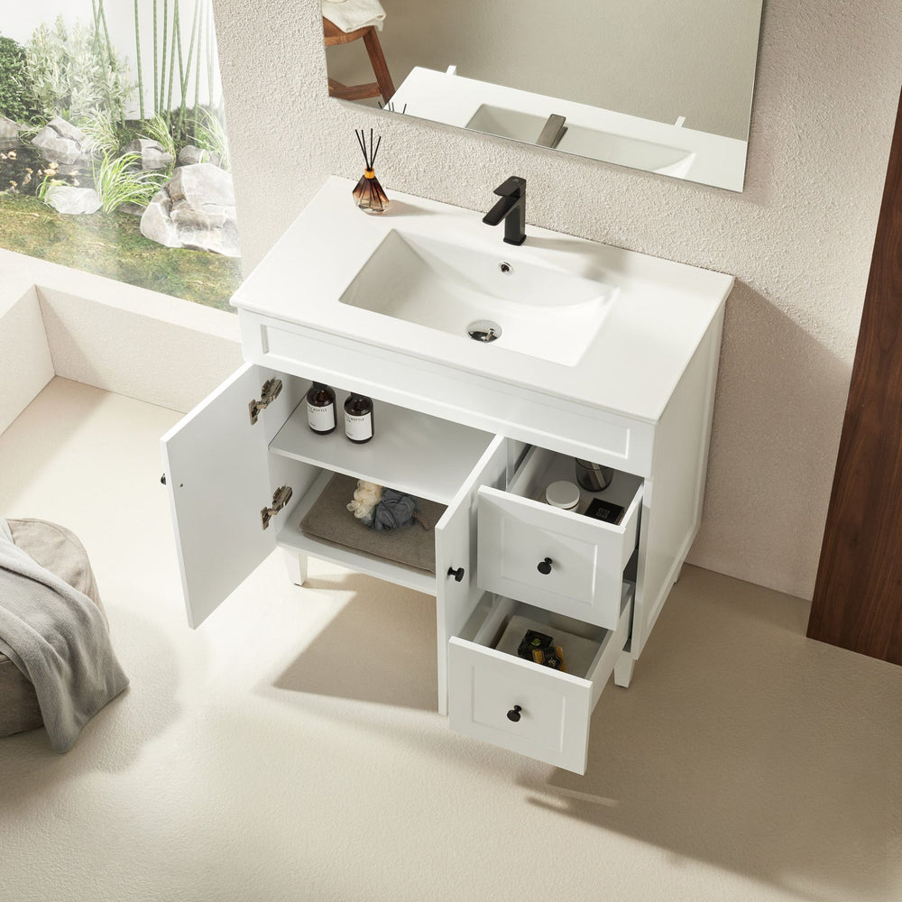 VITO HAMILTON MATTE WHITE 900MM SINGLE BOWL FLOOR STANDING VANITY (AVAILABLE IN LEFT AND RIGHT HAND DRAWER)