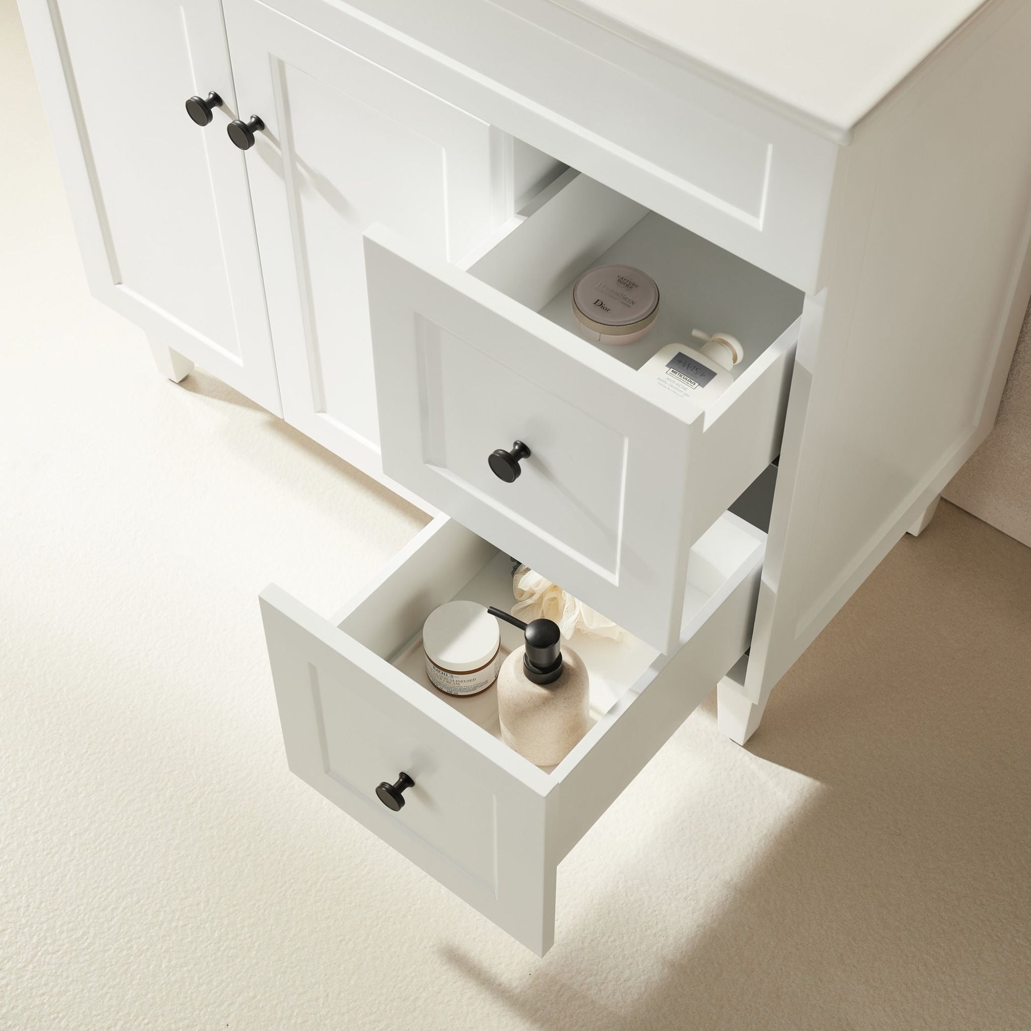 VITO HAMILTON MATTE WHITE 900MM SINGLE BOWL FLOOR STANDING VANITY (AVAILABLE IN LEFT AND RIGHT HAND DRAWER)
