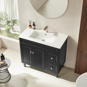 VITO HAMILTON MATTE BLACK 900MM SINGLE BOWL FLOOR STANDING VANITY (AVAILABLE IN LEFT AND RIGHT HAND DRAWER)