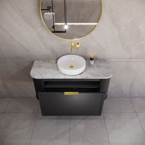 RIVA HOUSTON MATTE BLACK 1200MM SINGLE BOWL WALL HUNG VANITY