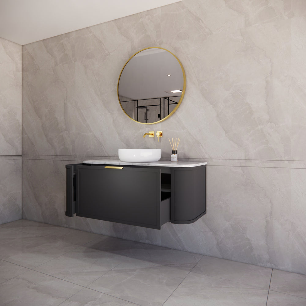 RIVA HOUSTON MATTE BLACK 1200MM SINGLE BOWL WALL HUNG VANITY