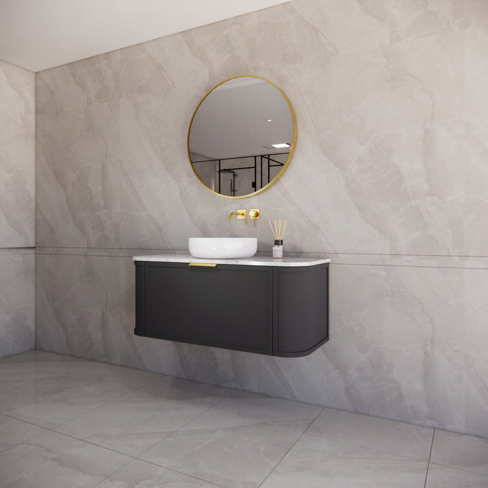 RIVA HOUSTON MATTE BLACK 1200MM SINGLE BOWL WALL HUNG VANITY