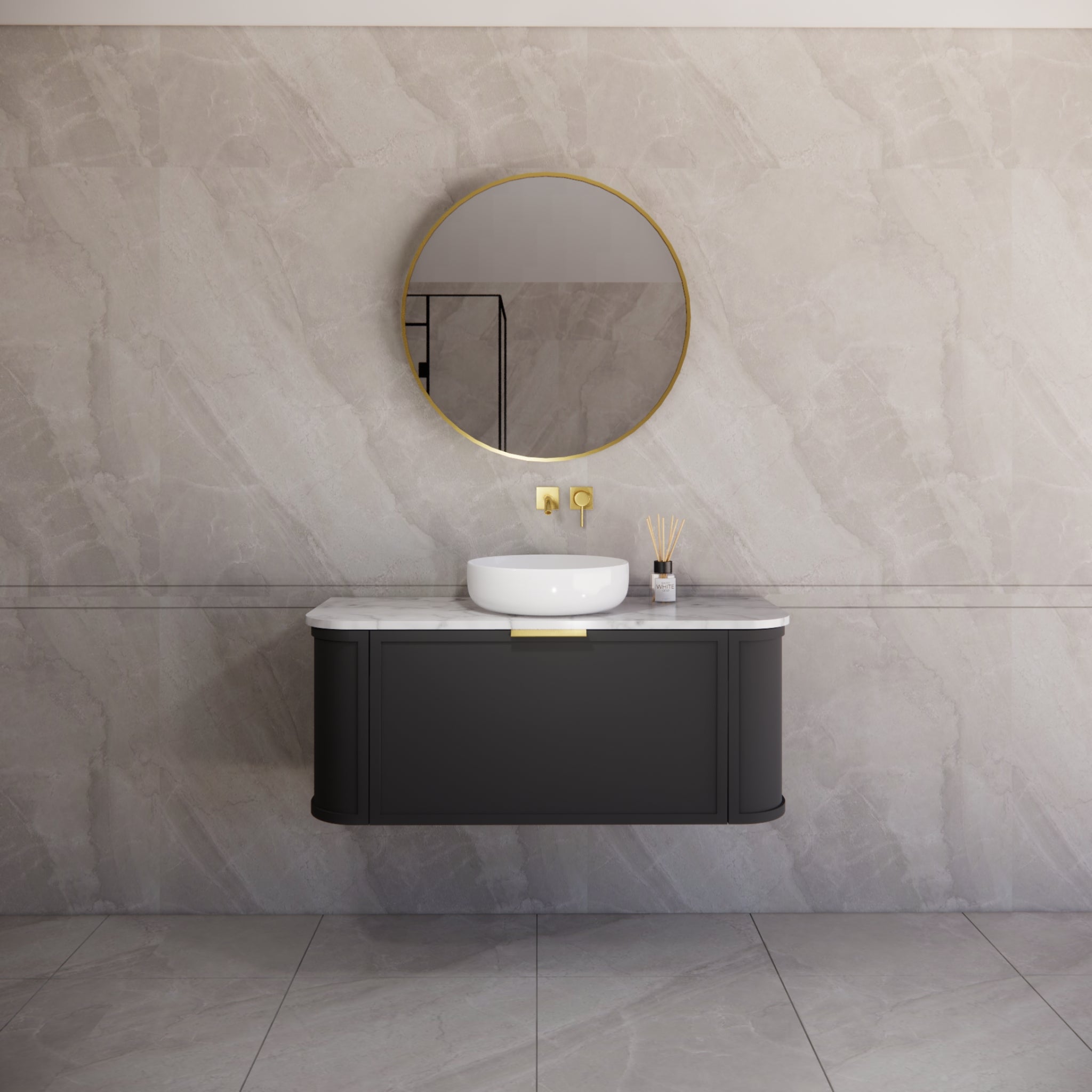 RIVA HOUSTON MATTE BLACK 1200MM SINGLE BOWL WALL HUNG VANITY