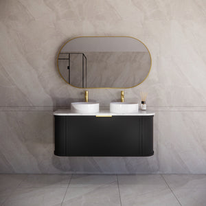 RIVA HOUSTON MATTE BLACK 1200MM DOUBLE BOWL WALL HUNG VANITY