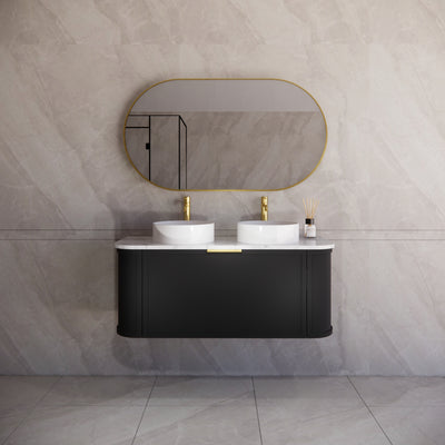 RIVA HOUSTON MATTE BLACK 1200MM DOUBLE BOWL WALL HUNG VANITY