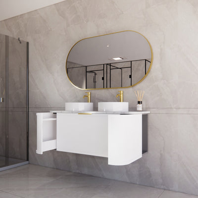 RIVA HOUSTON MATTE WHITE 1200MM DOUBLE BOWL WALL HUNG VANITY