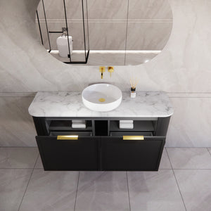RIVA HOUSTON MATTE BLACK 1500MM SINGLE BOWL WALL HUNG VANITY