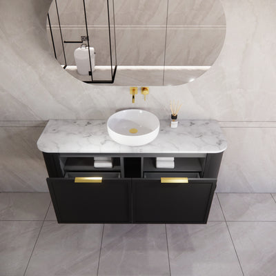 RIVA HOUSTON MATTE BLACK 1500MM SINGLE BOWL WALL HUNG VANITY