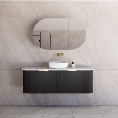RIVA HOUSTON MATTE BLACK 1500MM SINGLE BOWL WALL HUNG VANITY