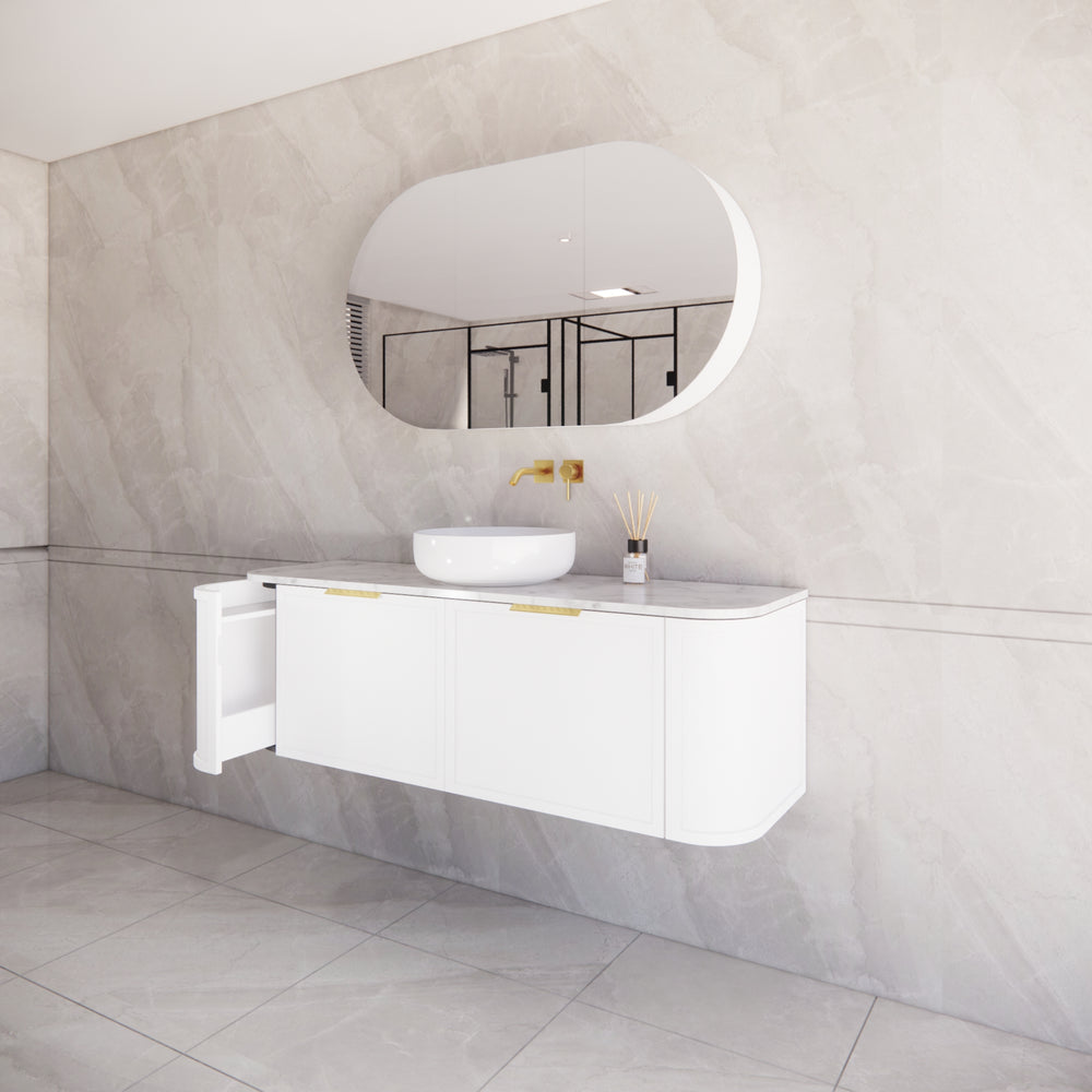 RIVA HOUSTON MATTE WHITE 1500MM SINGLE BOWL WALL HUNG VANITY
