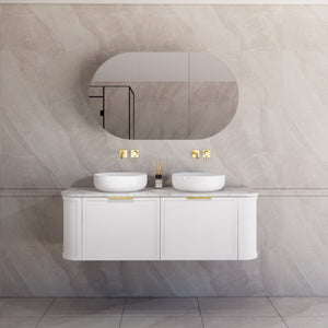 RIVA HOUSTON MATTE WHITE 1500MM DOUBLE BOWL WALL HUNG VANITY