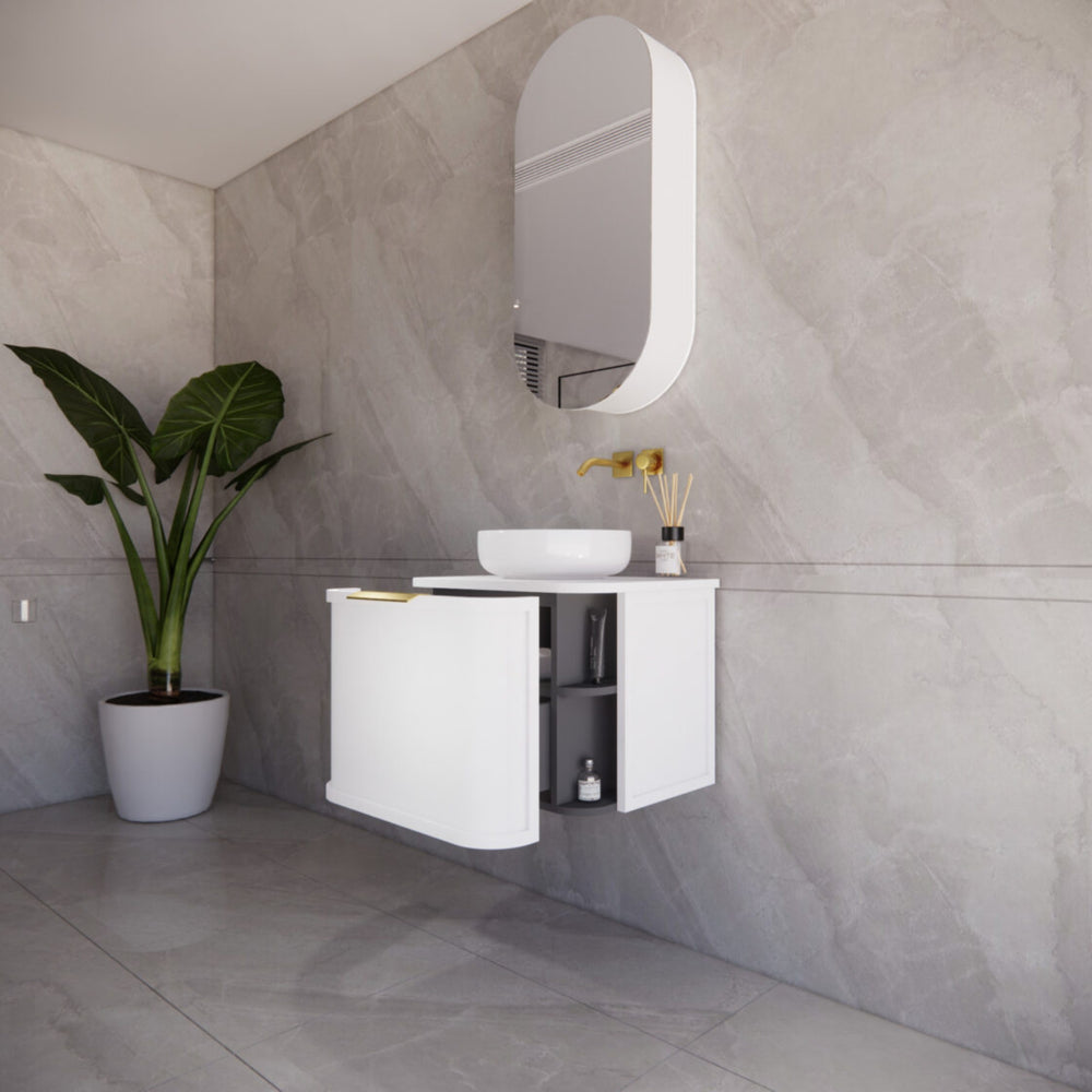 RIVA HOUSTON MATTE WHITE 600MM SINGLE BOWL WALL HUNG VANITY