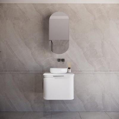 RIVA HOUSTON MATTE WHITE 600MM SINGLE BOWL WALL HUNG VANITY