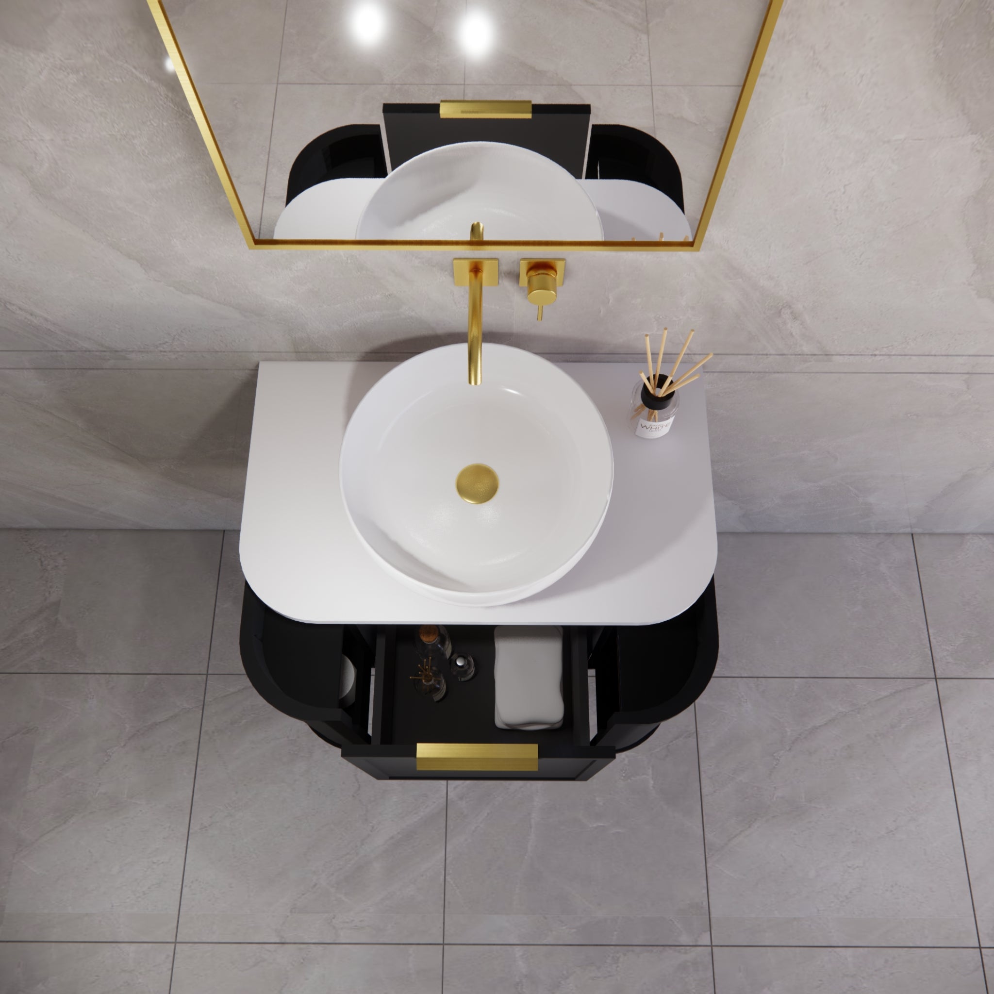 RIVA HOUSTON MATTE BLACK 750MM SINGLE BOWL WALL HUNG VANITY