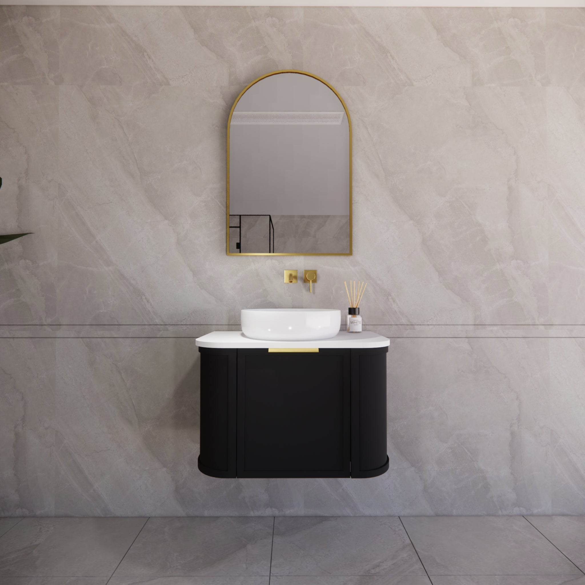 RIVA HOUSTON MATTE BLACK 750MM SINGLE BOWL WALL HUNG VANITY