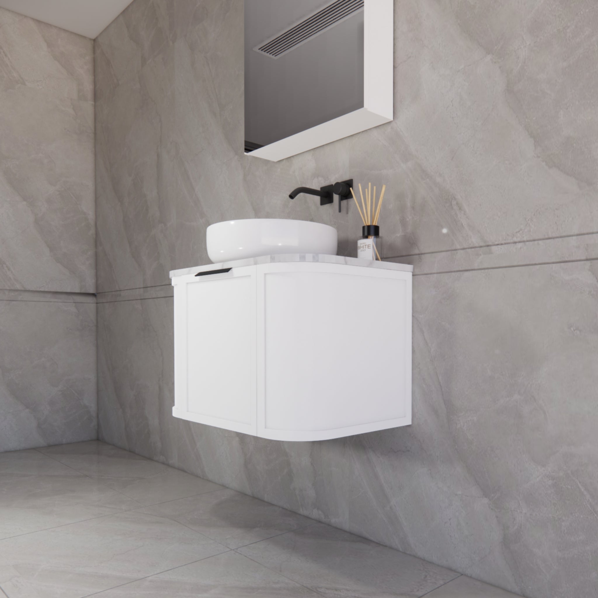 RIVA HOUSTON MATTE WHITE 750MM SINGLE BOWL WALL HUNG VANITY
