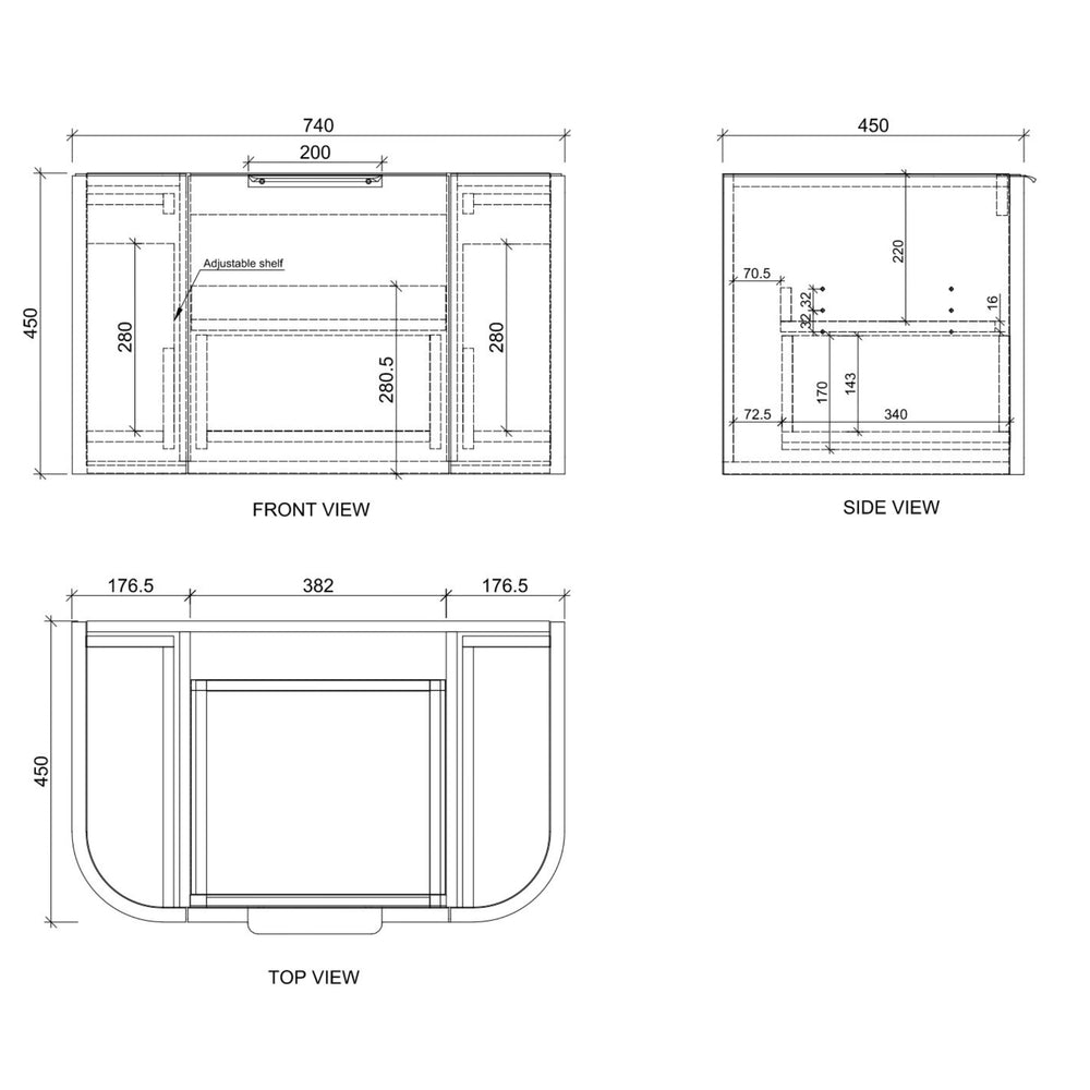 RIVA HOUSTON MATTE BLACK 750MM SINGLE BOWL WALL HUNG VANITY