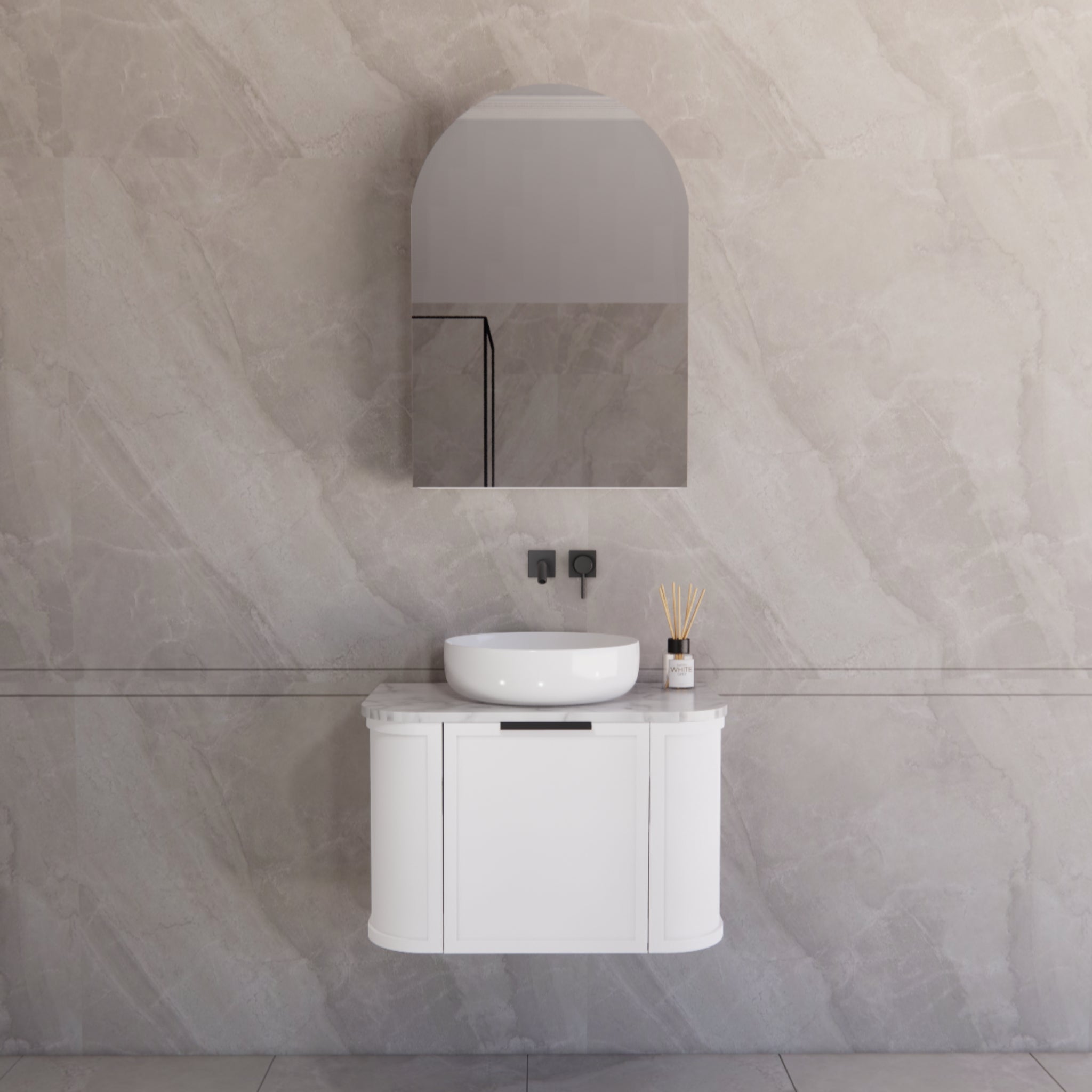 RIVA HOUSTON MATTE WHITE 750MM SINGLE BOWL WALL HUNG VANITY