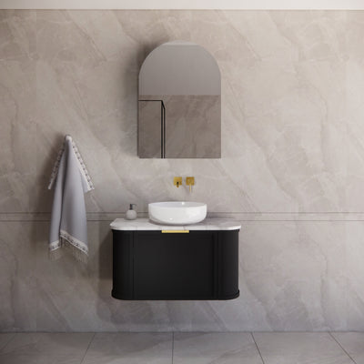 RIVA HOUSTON MATTE BLACK 900MM SINGLE BOWL WALL HUNG VANITY