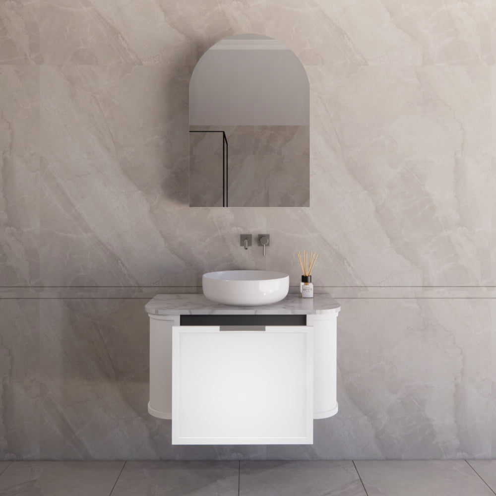RIVA HOUSTON MATTE WHITE 900MM SINGLE BOWL WALL HUNG VANITY