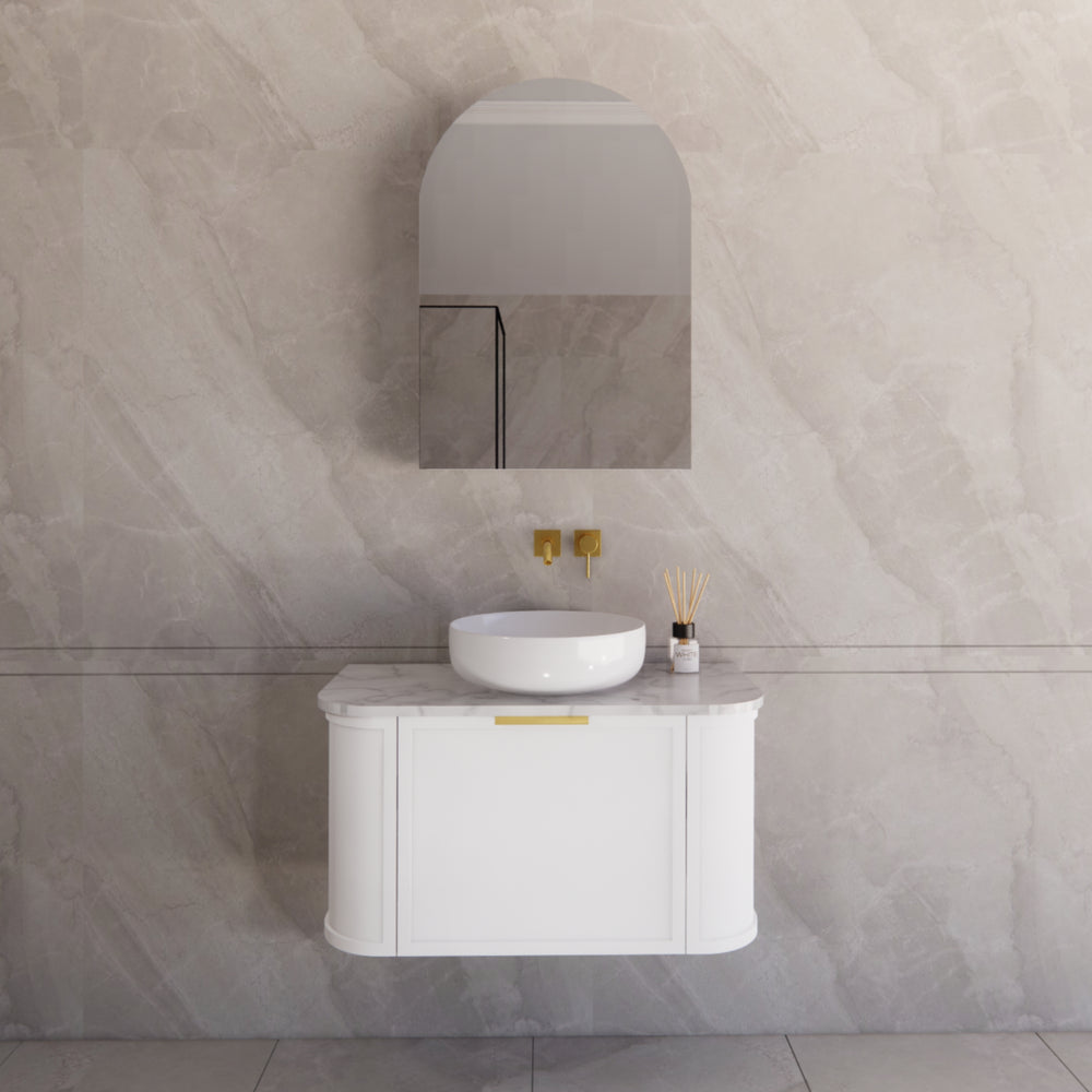 RIVA HOUSTON MATTE WHITE 900MM SINGLE BOWL WALL HUNG VANITY