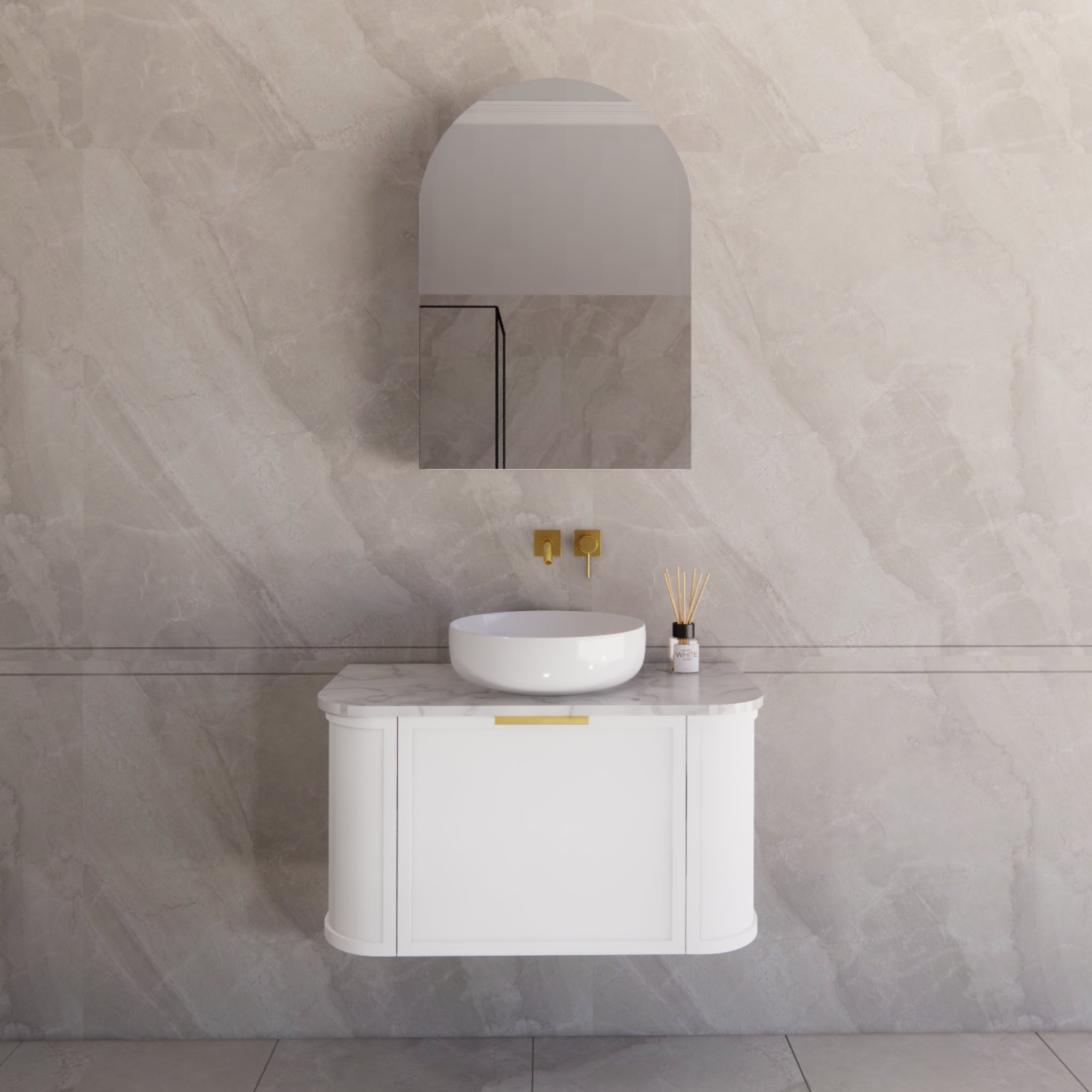 RIVA HOUSTON MATTE WHITE 900MM SINGLE BOWL WALL HUNG VANITY