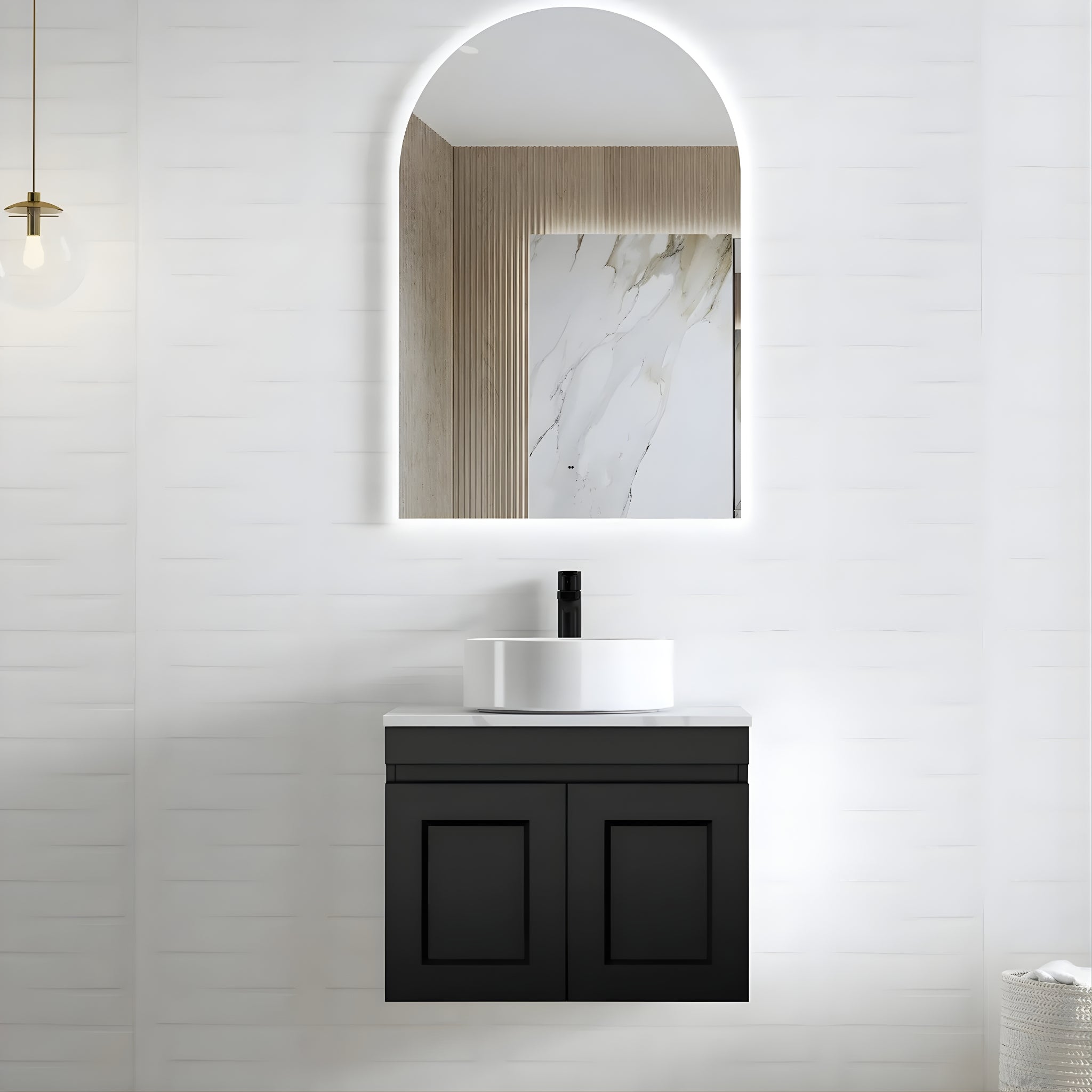 OTTI HAMPTON MARK II MATTE BLACK 600MM SINGLE BOWL WALL HUNG VANITY