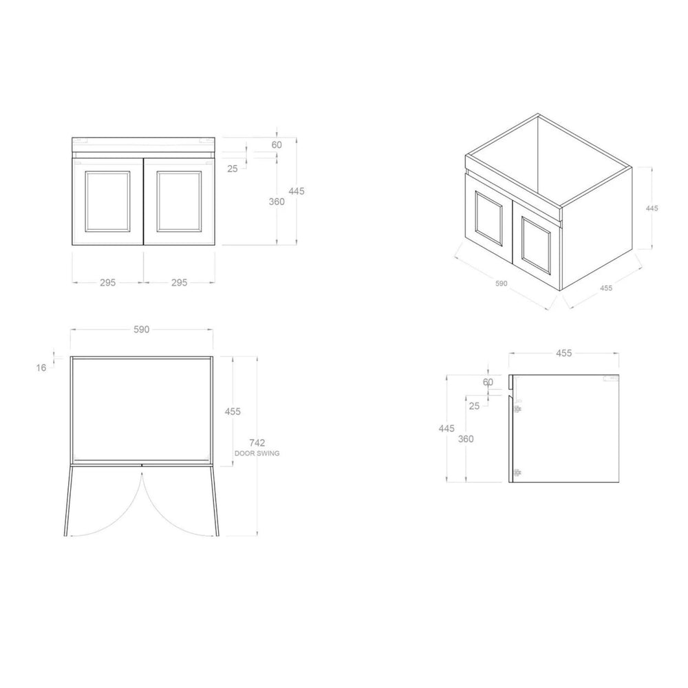 OTTI HAMPTON MARK II MATTE WHITE 600MM SINGLE BOWL WALL HUNG VANITY