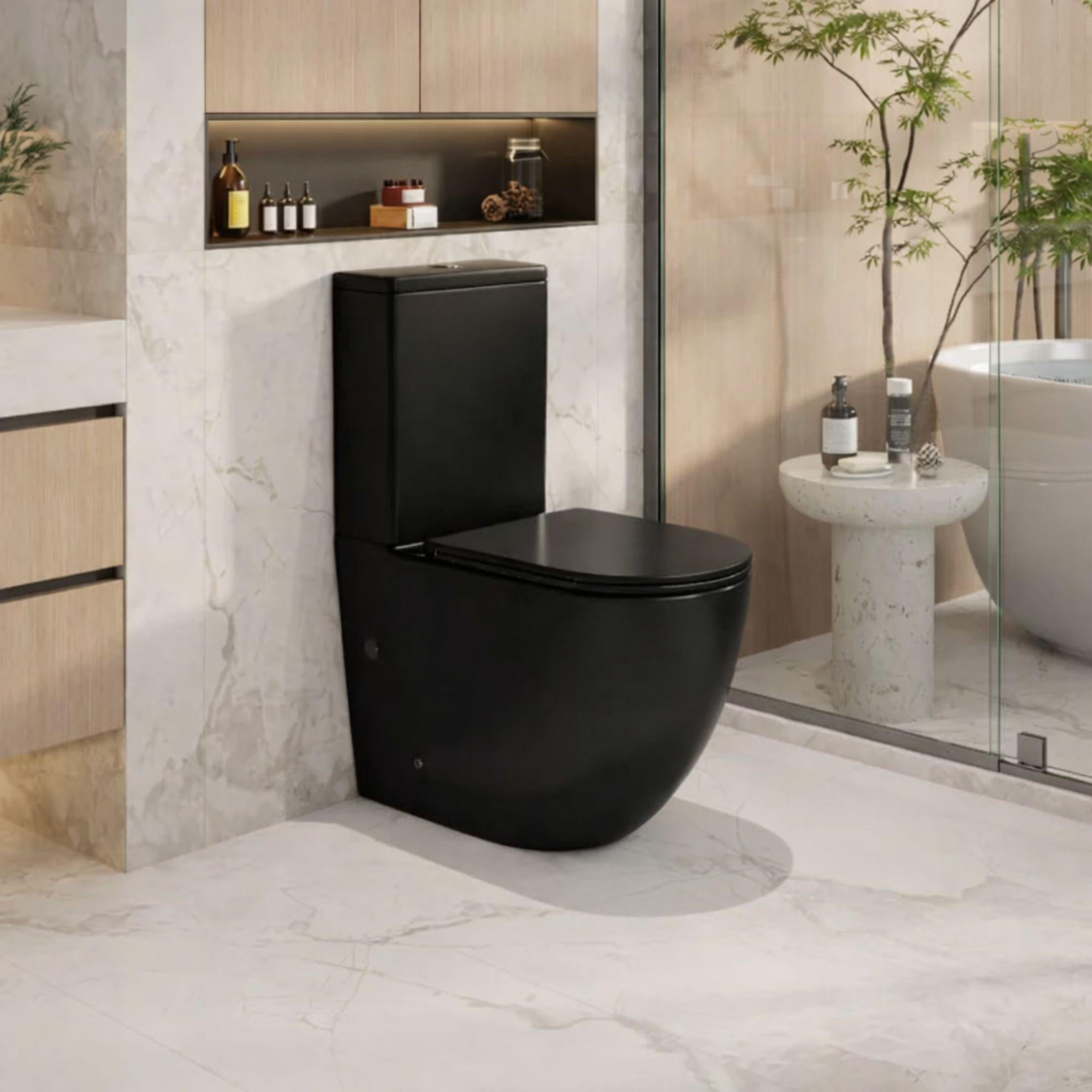 MERCIO HANI RIMLESS BACK TO WALL TOILET SUITE MATTE BLACK