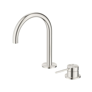 BELLA VISTA MICA GOOSENECK HOB BASIN MIXER SET 225MM BRUSHED NICKEL