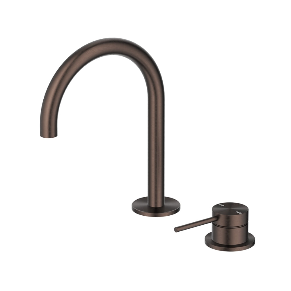BELLA VISTA MICA LEAD FREE GOOSENECK HOB BASIN MIXER SET 225MM DUSK BRONZE
