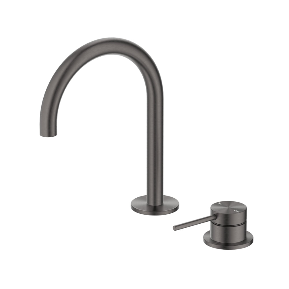 BELLA VISTA MICA LEAD FREE GOOSENECK HOB BASIN MIXER SET 225MM GUN METAL