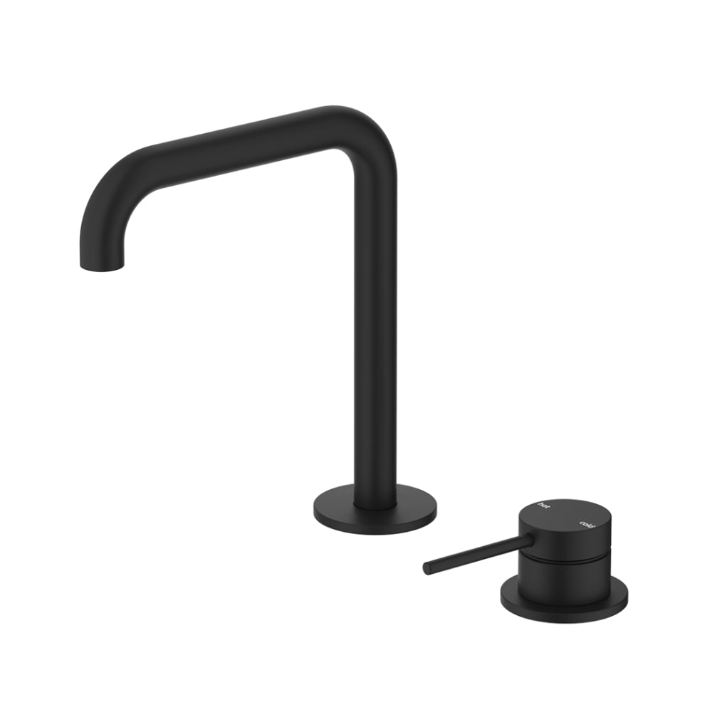 BELLA VISTA MICA LEAD FREE SOFT-SQUARE HOB BASIN MIXER SET 205MM BLACK