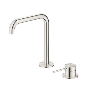 BELLA VISTA MICA SOFT-SQUARE HOB BASIN MIXER SET 205MM BRUSHED NICKEL