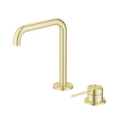 BELLA VISTA MICA LEAD FREE SOFT-SQUARE HOB BASIN MIXER SET 205MM FRENCH GOLD