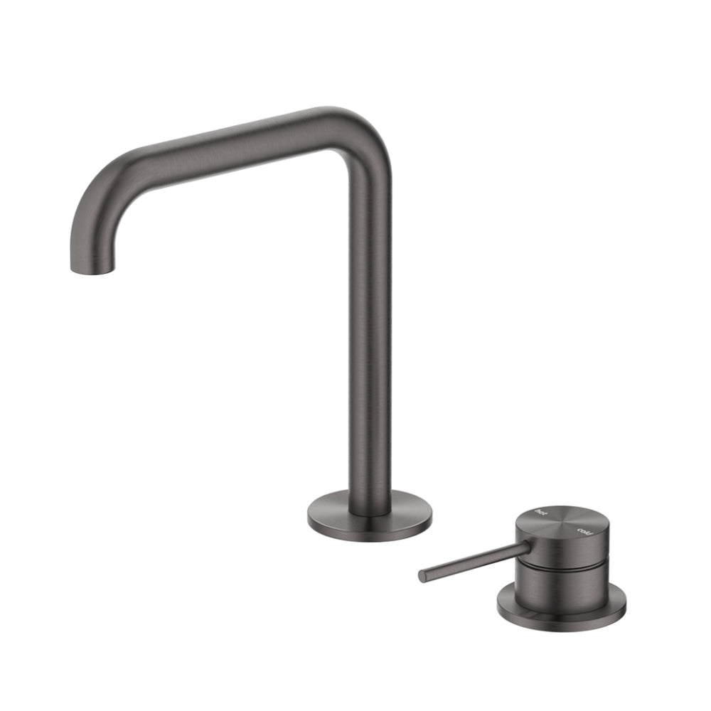 BELLA VISTA MICA LEAD FREE SOFT-SQUARE HOB BASIN MIXER SET 205MM GUN METAL