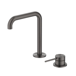BELLA VISTA MICA SOFT-SQUARE HOB BASIN MIXER SET 205MM GUN METAL