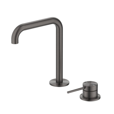 BELLA VISTA MICA LEAD FREE SOFT-SQUARE HOB BASIN MIXER SET 205MM GUN METAL