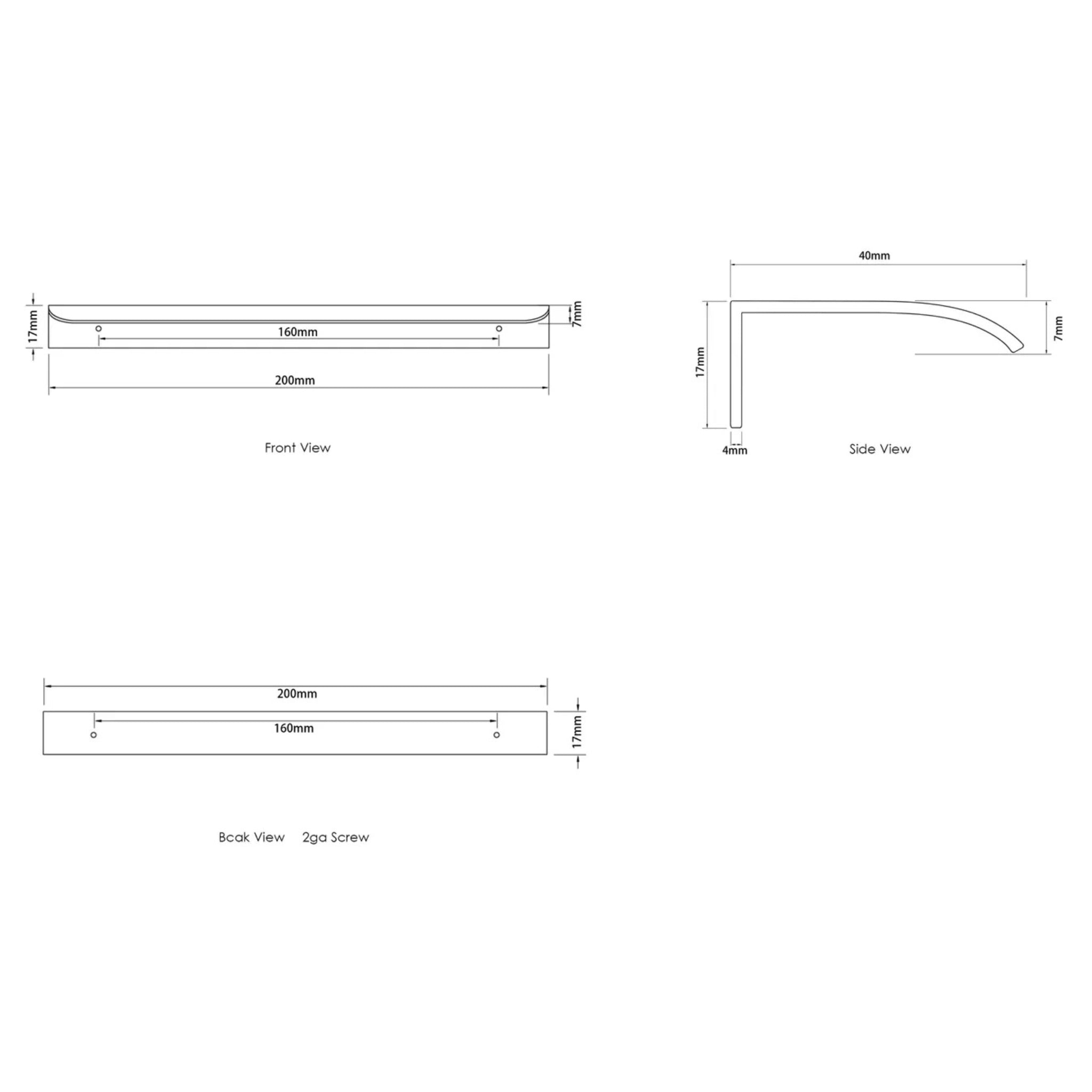 OTTI HAMPSHIRE HANDLE GUN METAL (AVAILABLE IN 120MM AND 200MM)