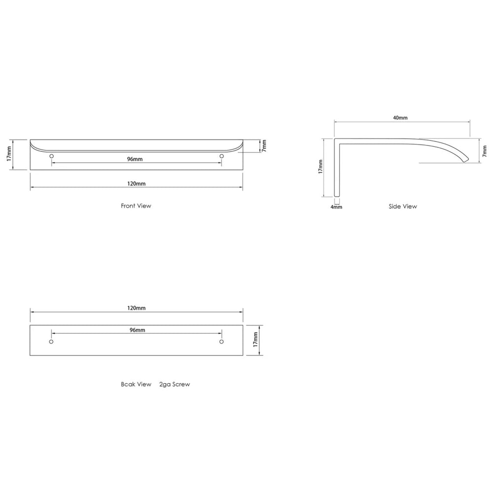 OTTI HAMPSHIRE HANDLE GUN METAL (AVAILABLE IN 120MM AND 200MM)