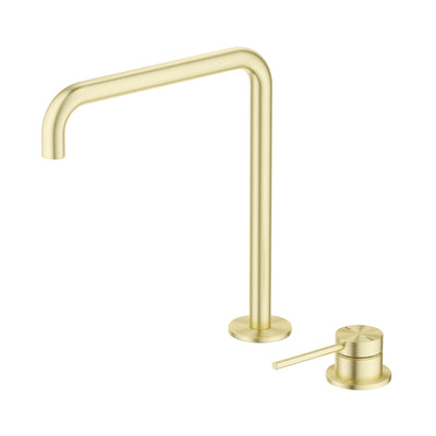 BELLA VISTA MICA LEAD FREE SOFT-SQUARE HOB SINK/BASIN MIXER SET 275MM FRENCH GOLD