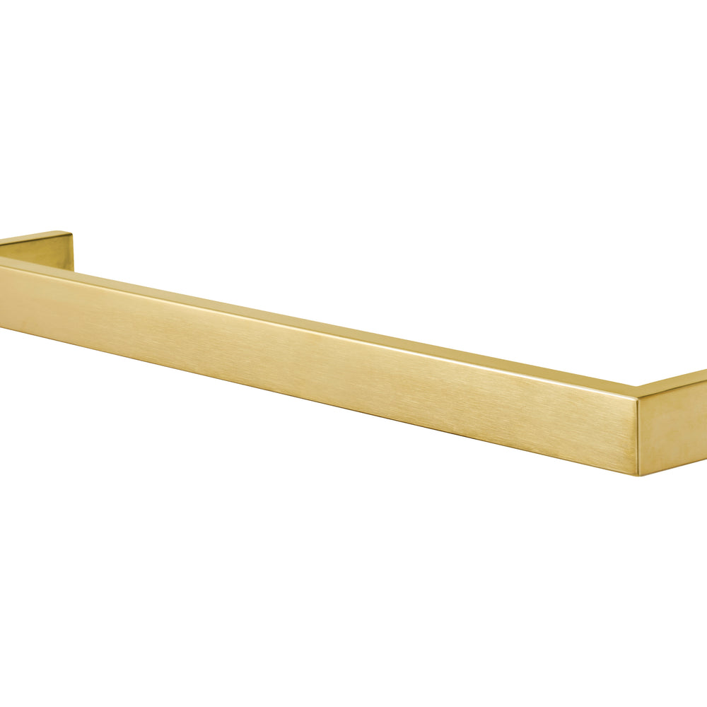 COLDBUSTER HORIZONTAL SQUARE HEATED SINGLE TOWEL RAIL BRUSHED BRASS (AVAILABLE IN 450MM, 632MM AND 832MM)