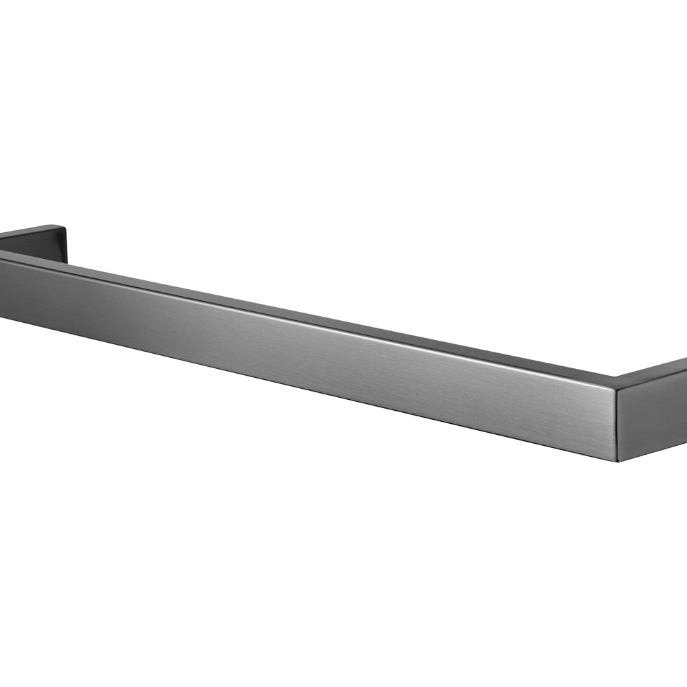 COLDBUSTER HORIZONTAL SQUARE HEATED SINGLE TOWEL RAIL BRUSHED GUN METAL (AVAILABLE IN 450MM, 632MM AND 832MM)