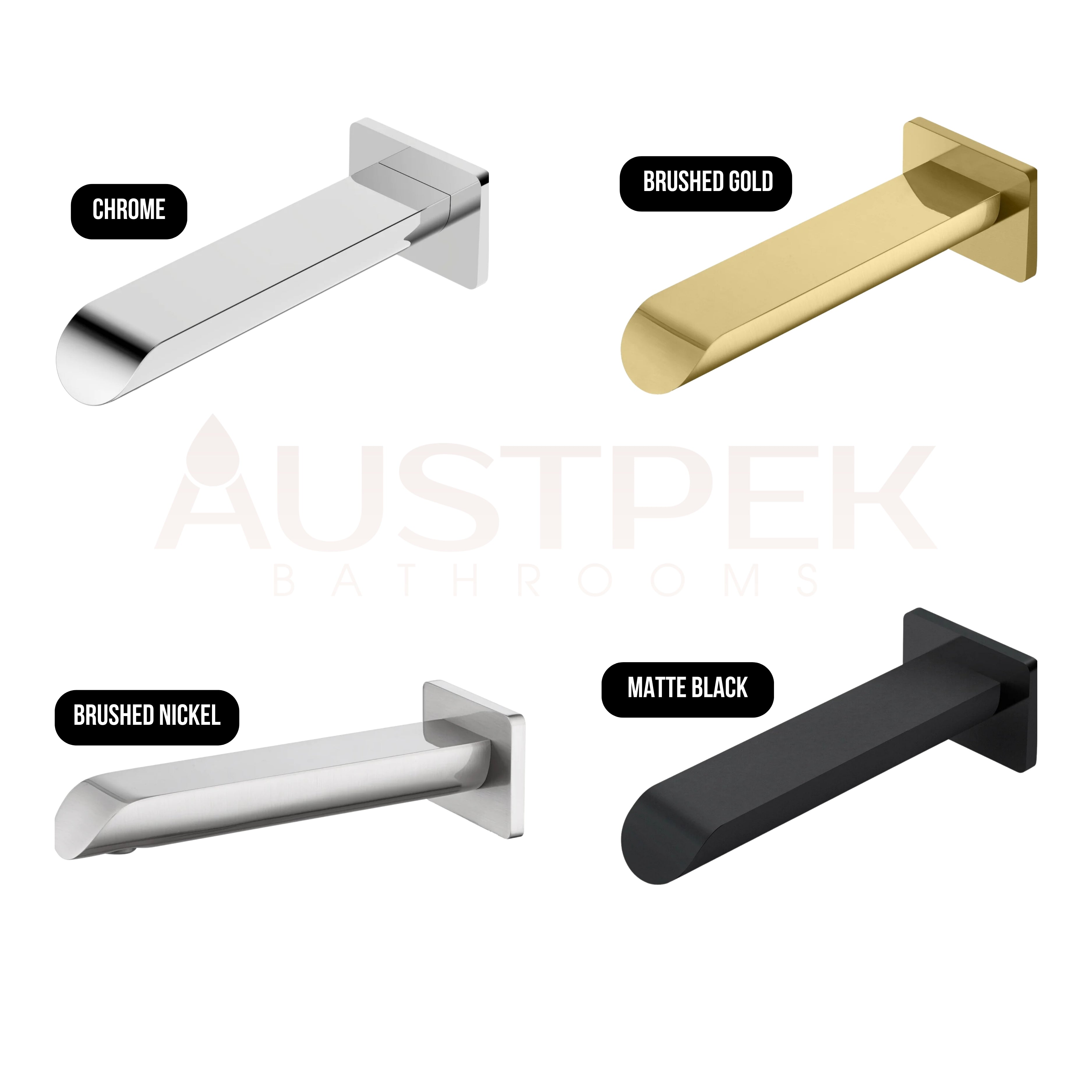 IKON KARA BATH SPOUT CURVED TIP 197MM BRUSHED GOLD